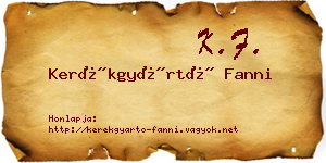 Kerékgyártó Fanni névjegykártya